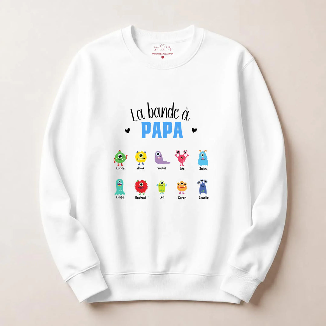 Sweat personnalisé la bande à papa Sweatshirt / Blanc / S