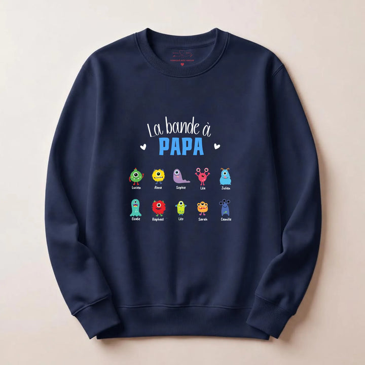 Sweat personnalisé la bande à papa Sweatshirt / Marine / S