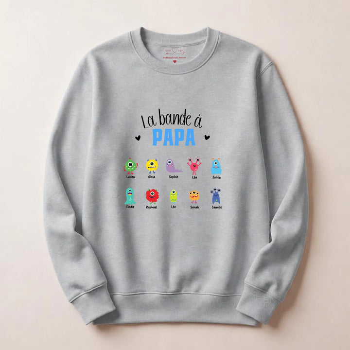 Sweat personnalisé la bande à papa Sweatshirt / Gris / S