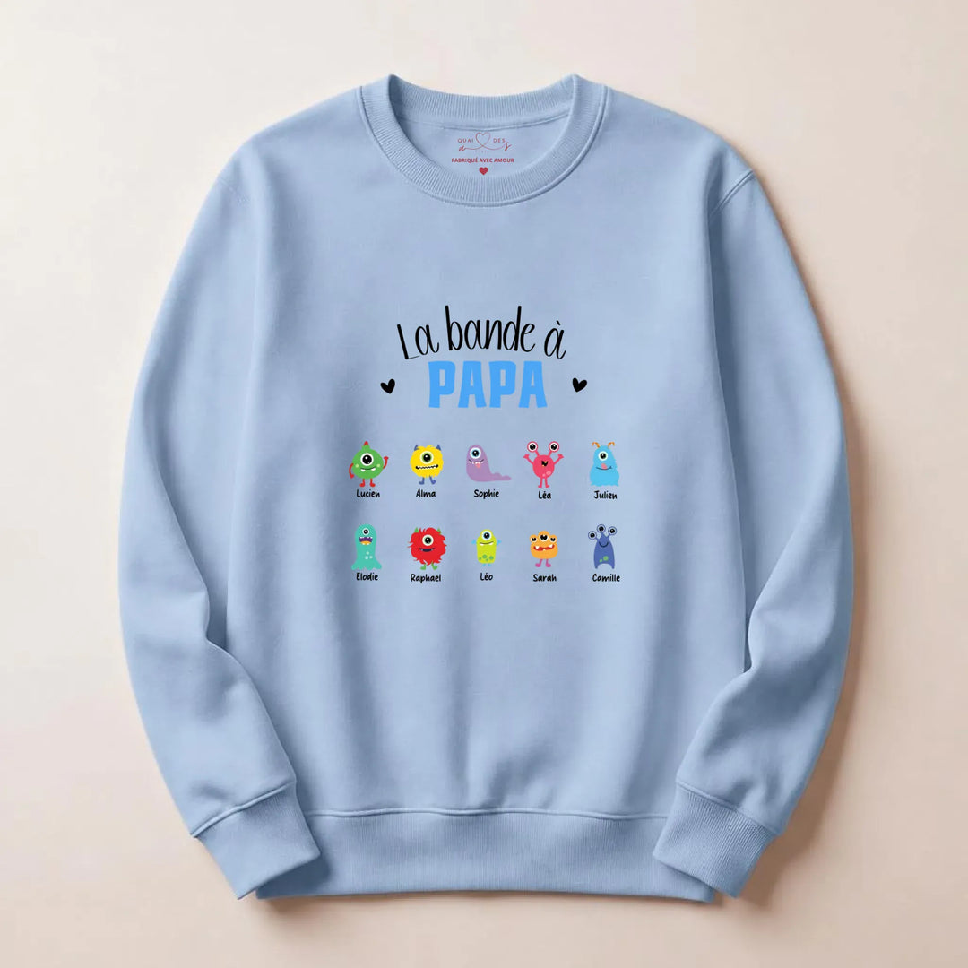 Sweat personnalisé la bande à papa Sweatshirt / Bleu Clair / S