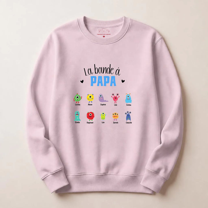 Sweat personnalisé la bande à papa Sweatshirt / Rose clair / S