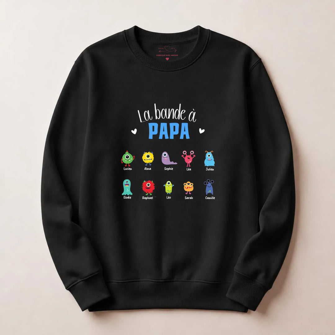 Sweat personnalisé la bande à papa Sweatshirt / Noir / S