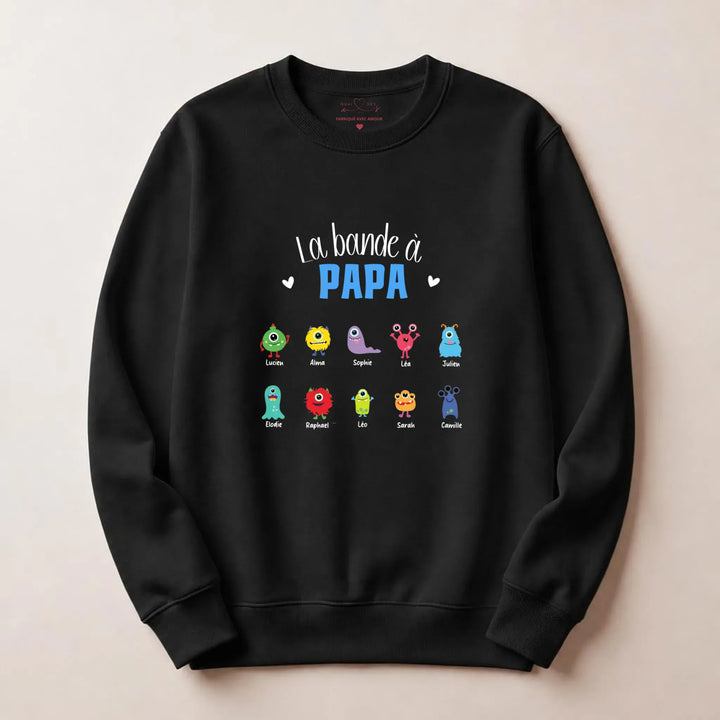 Sweat personnalisé la bande à papa Sweatshirt / Noir / S
