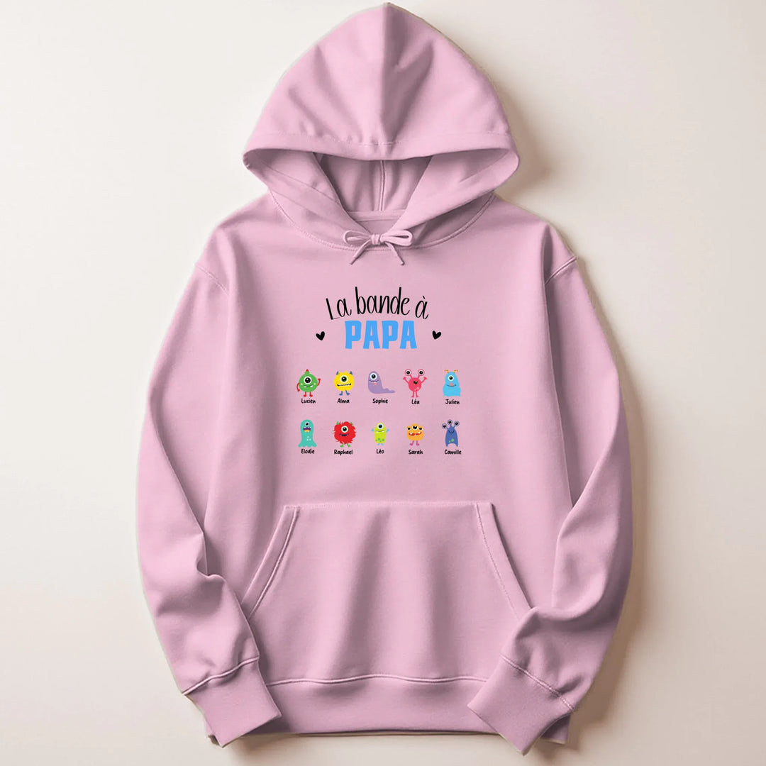Sweat personnalisé la bande à papa Sweat à capuche / Rose Clair / M