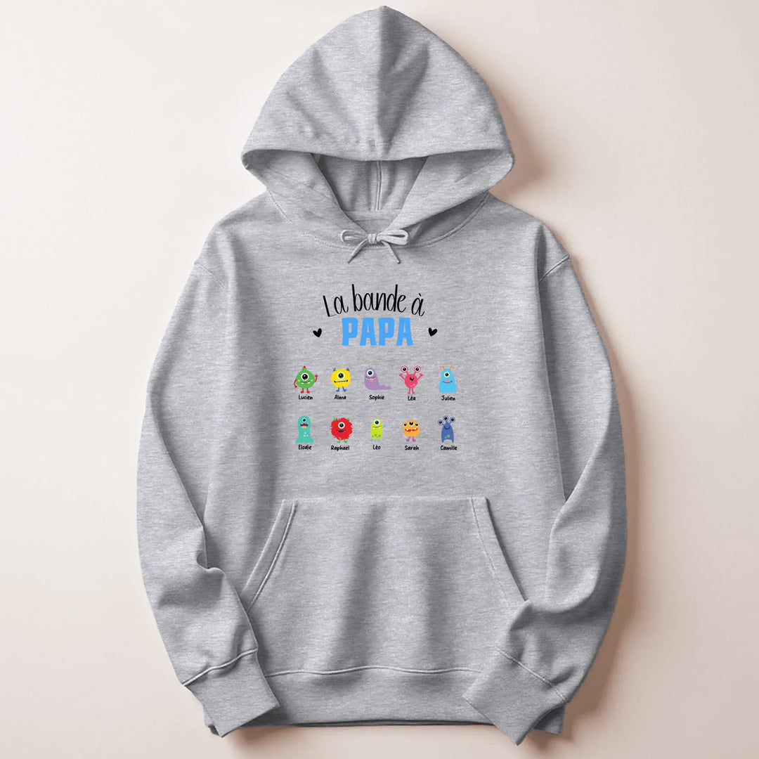 Sweat personnalisé la bande à papa Sweat à capuche / Gris / M