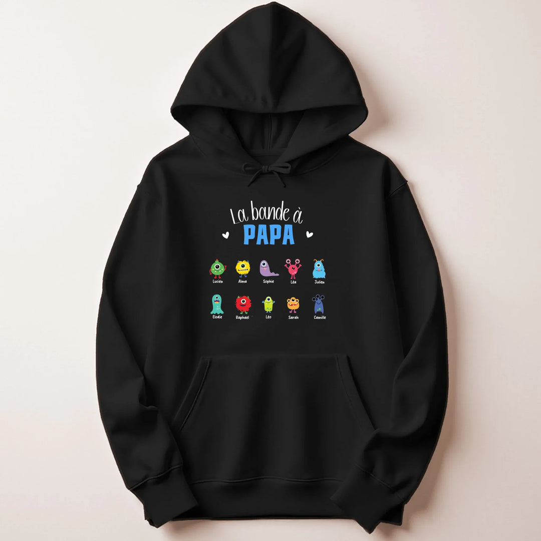 Sweat personnalisé la bande à papa Sweat à capuche / Noir / M