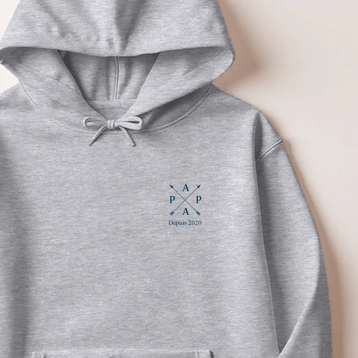 Cadeau Pull Personnalisé - Nouveau papa depuis Sweat à capuche / Gris / M