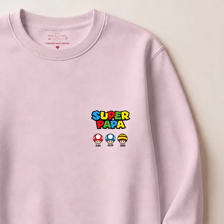 Pull Super Papa Sweatshirt / Rose clair / S