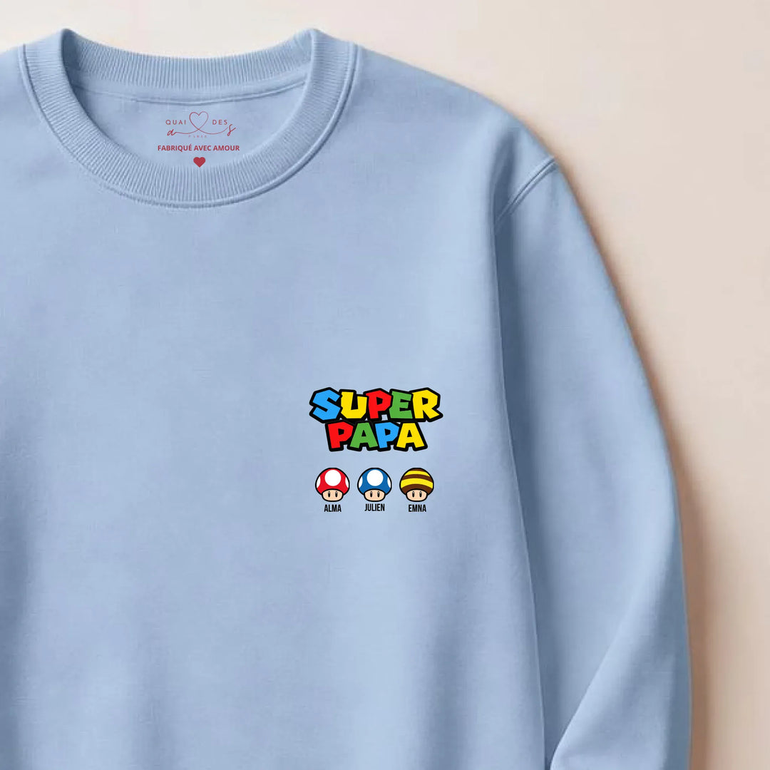 Pull Super Papa Sweatshirt / Bleu Clair / S
