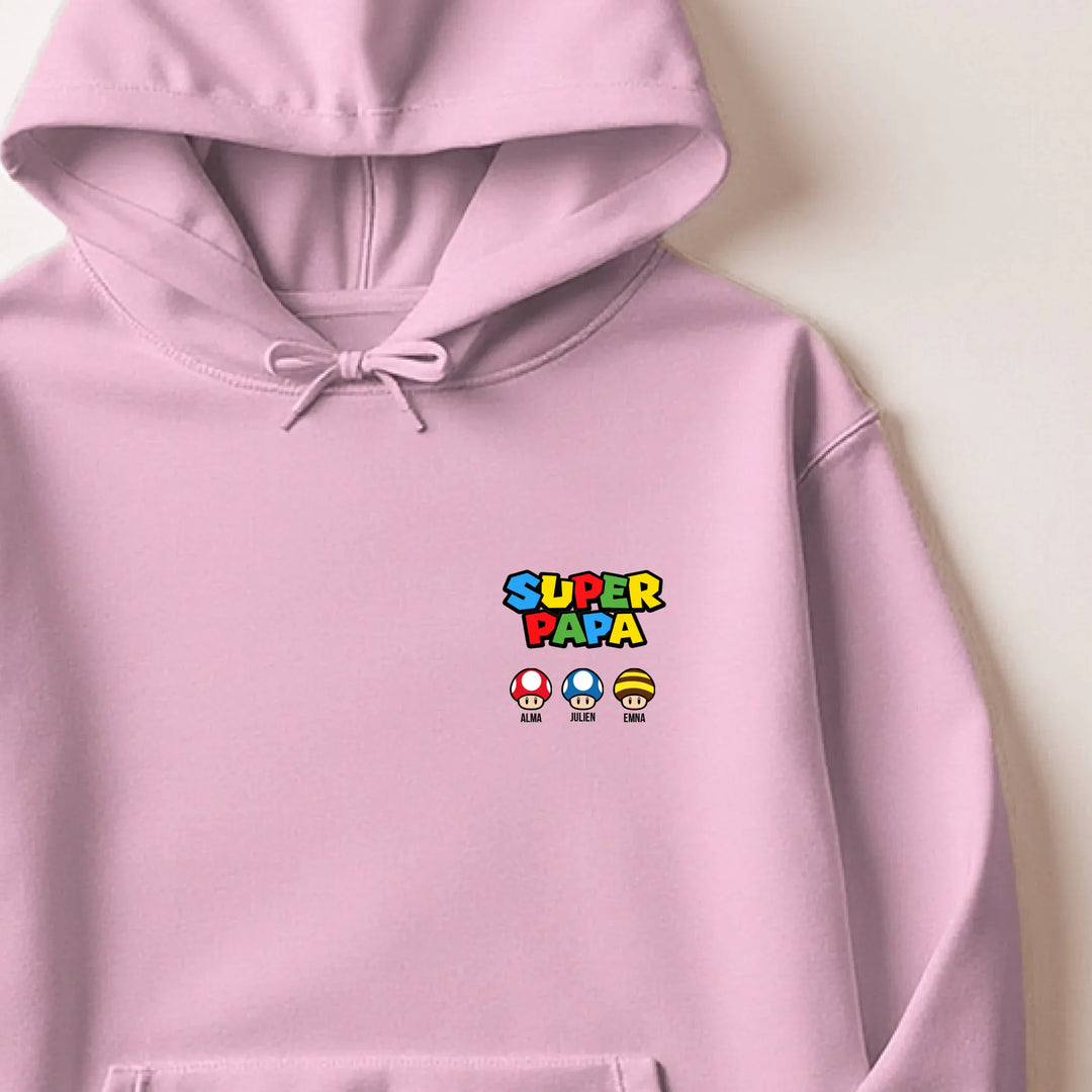 Pull Super Papa Sweat à capuche / Rose Clair / M