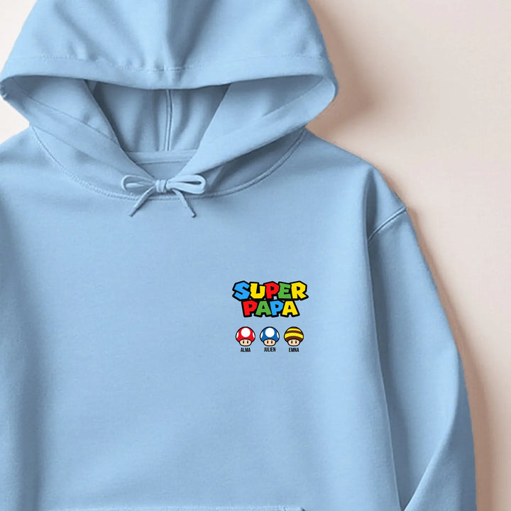 Pull Super Papa Sweat à capuche / Bleu Clair / M