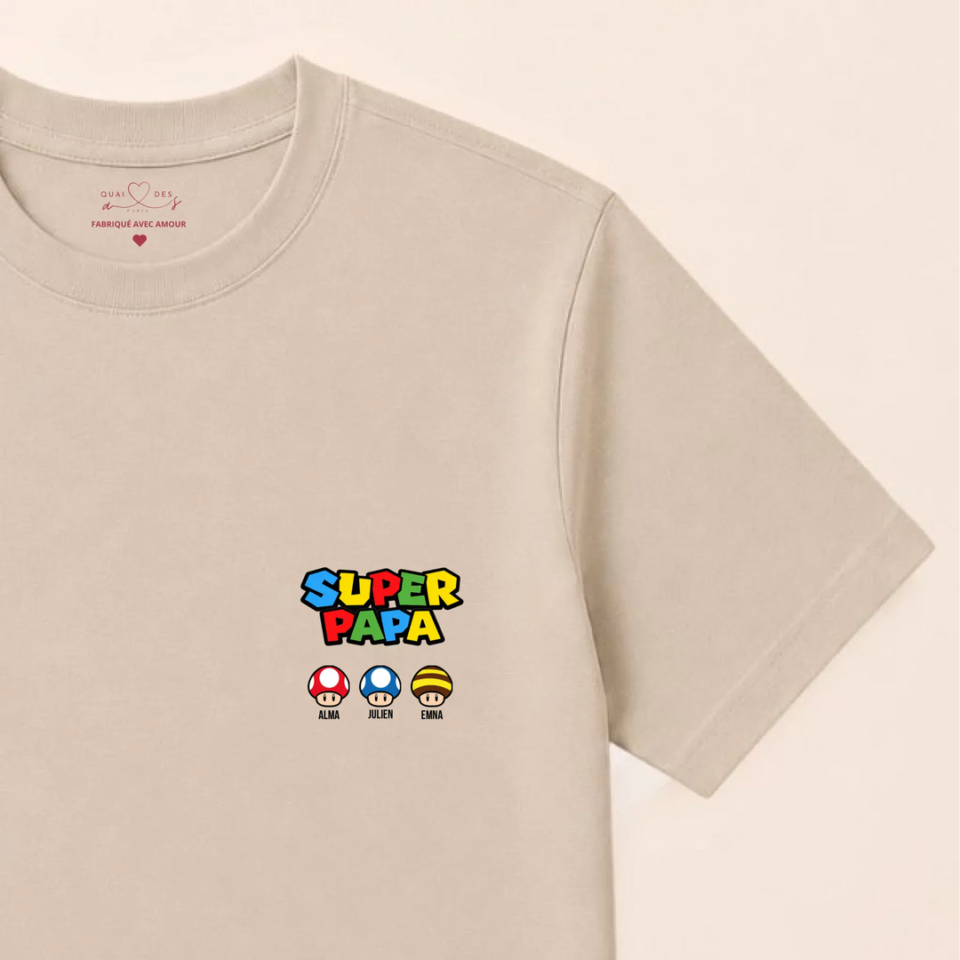 Pull Super Papa T-shirt / Beige / S