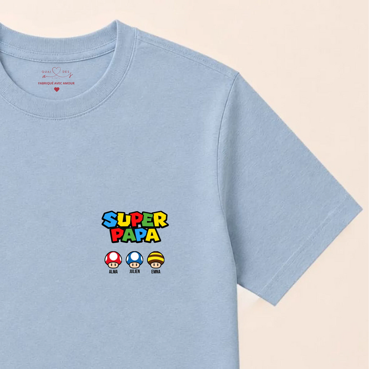Pull Super Papa T-shirt / Bleu Clair / S