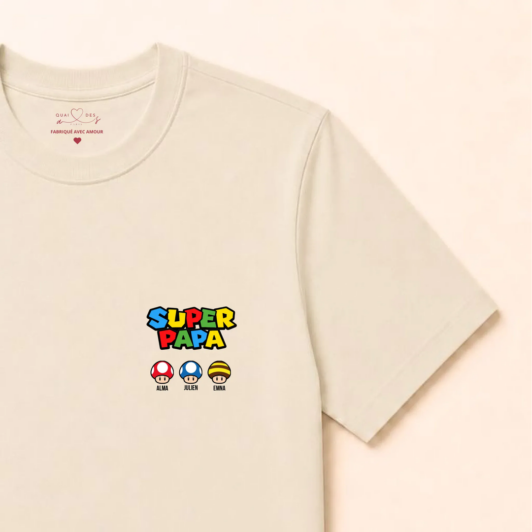 Pull Super Papa T-shirt / Naturel / S