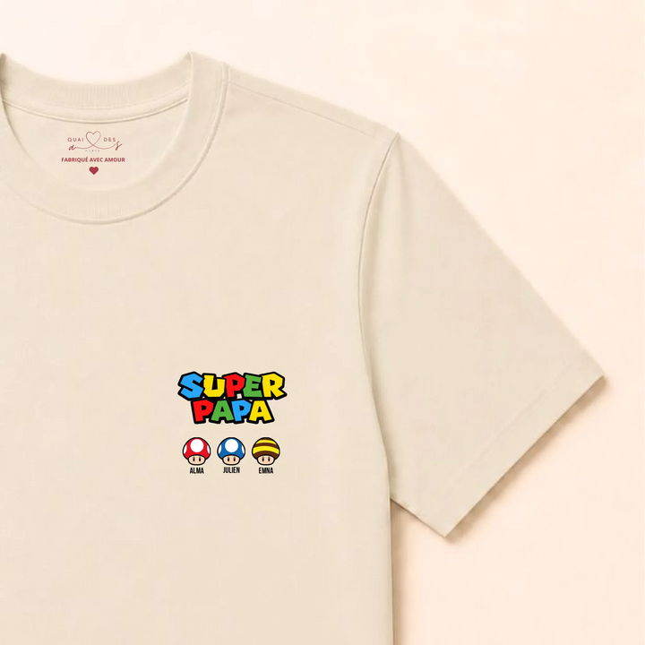 Pull Super Papa T-shirt / Naturel / S