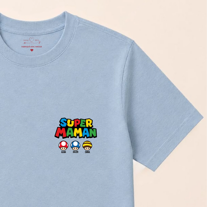 Pull super maman T-shirt / Bleu Clair / S