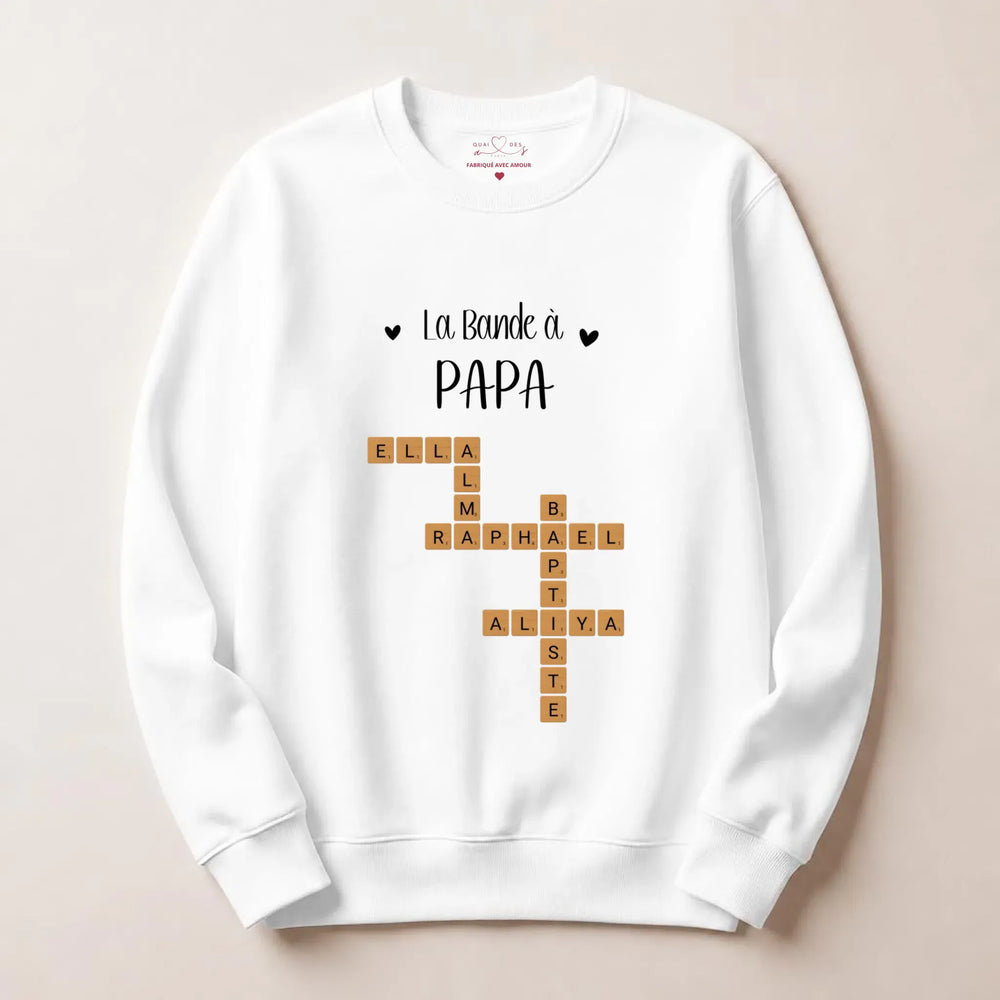 Pull personnalise papa - Scrabble Sweatshirt / Blanc / S
