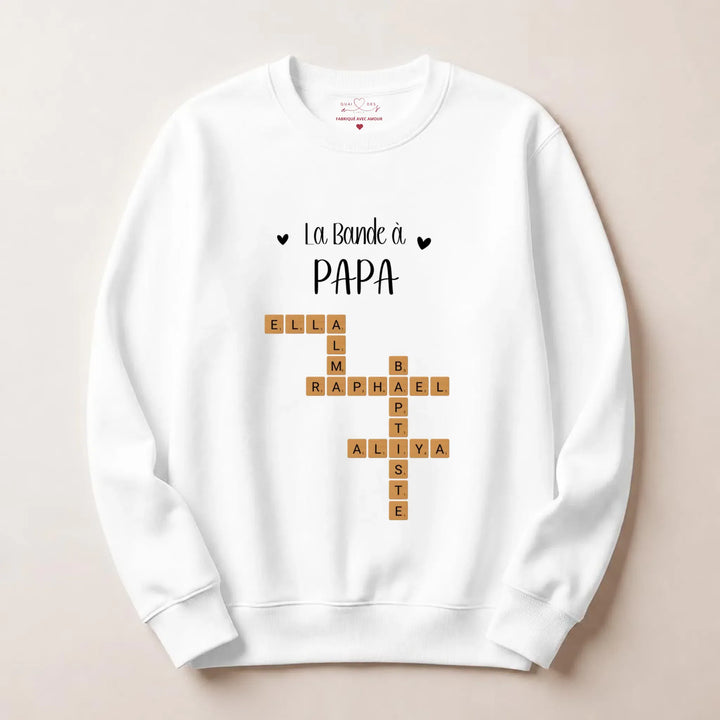 Pull personnalise papa - Scrabble Sweatshirt / Blanc / S