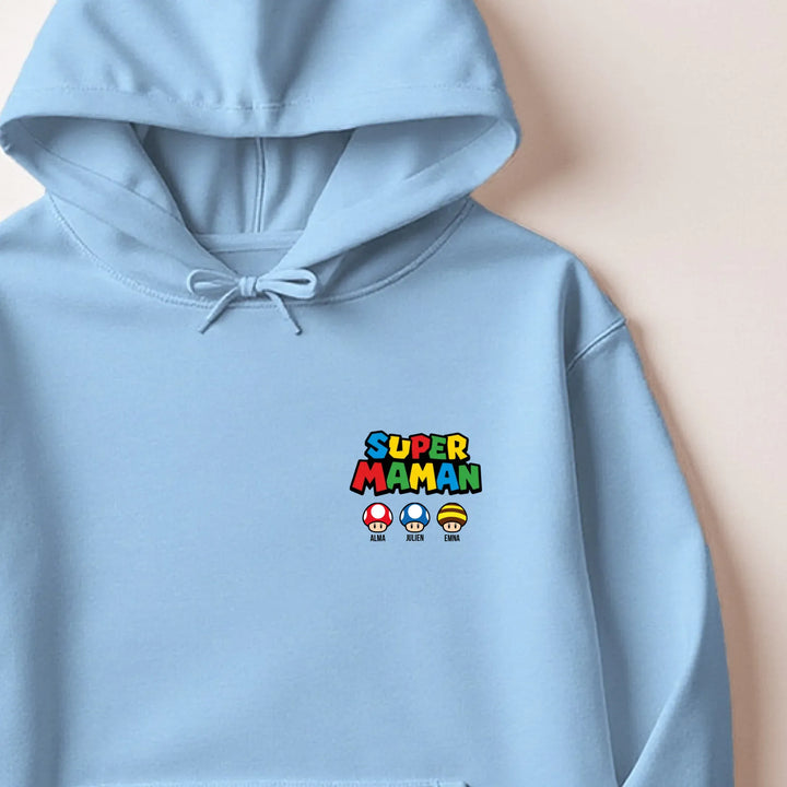 Pull super maman Sweat à capuche / Bleu Clair / M