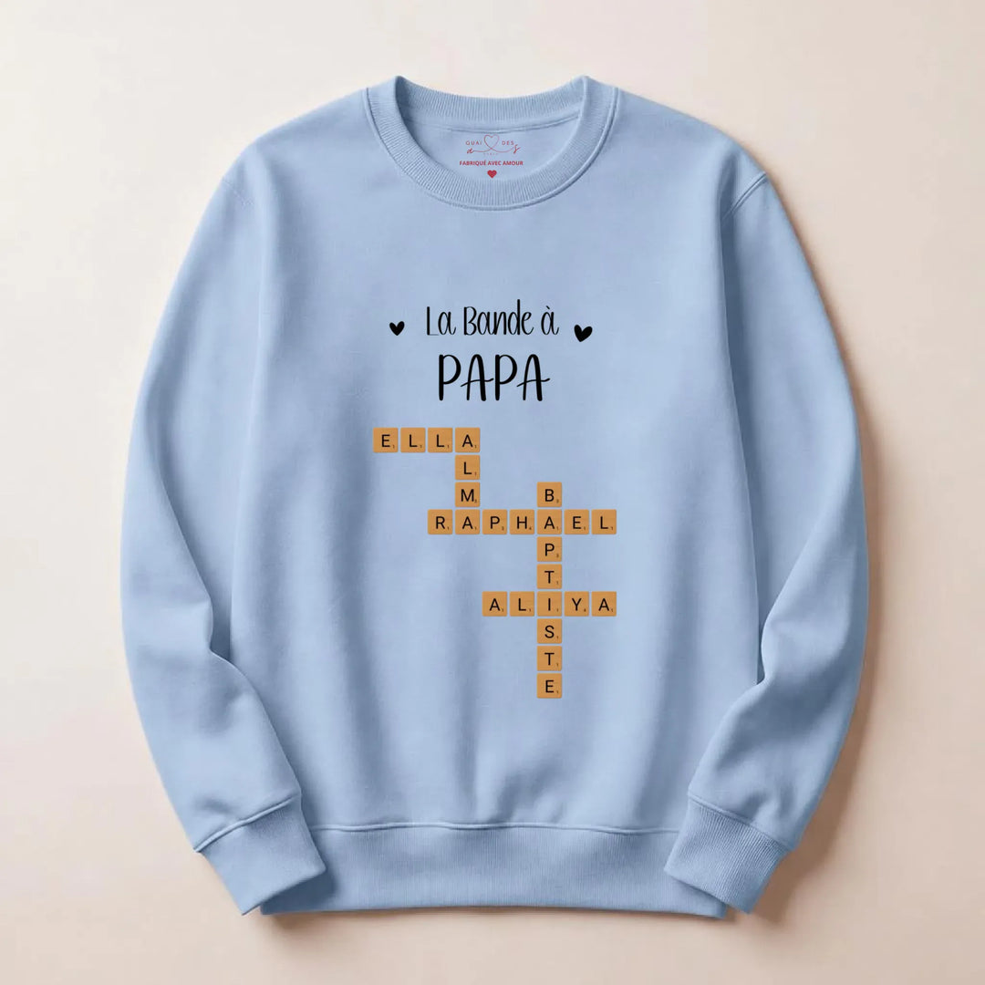Pull personnalise papa - Scrabble Sweatshirt / Bleu Clair / S