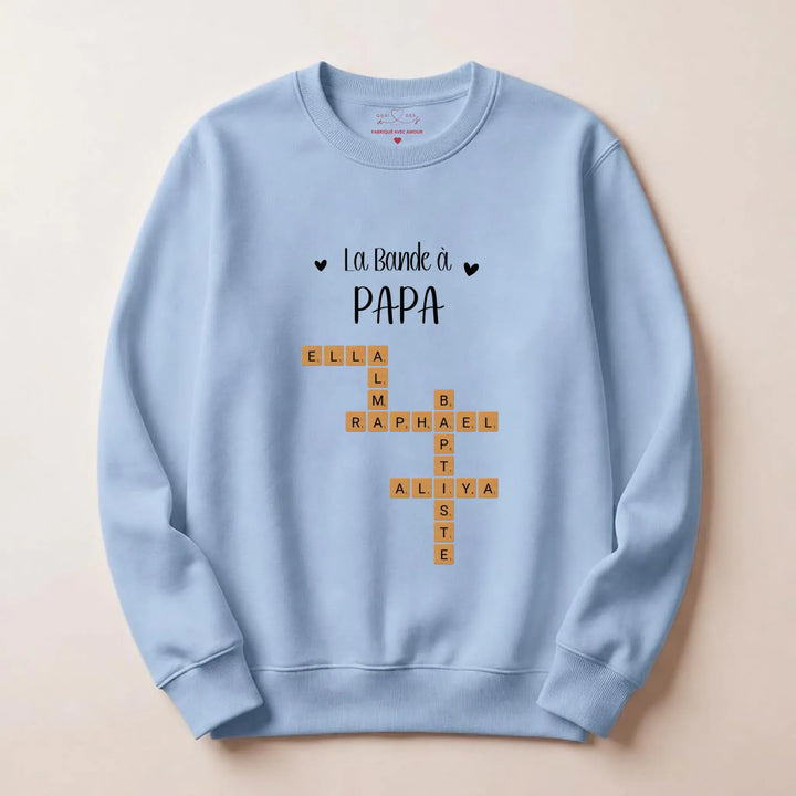 Pull personnalise papa - Scrabble Sweatshirt / Bleu Clair / S