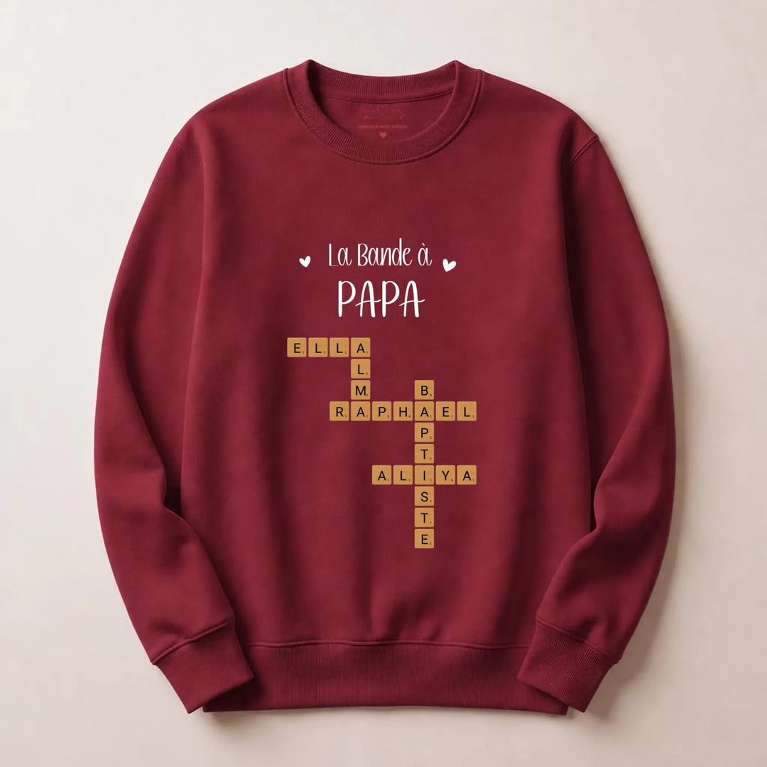 Pull personnalise papa - Scrabble Sweatshirt / Bordeaux / S