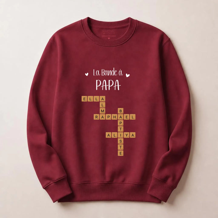 Pull personnalise papa - Scrabble Sweatshirt / Bordeaux / S