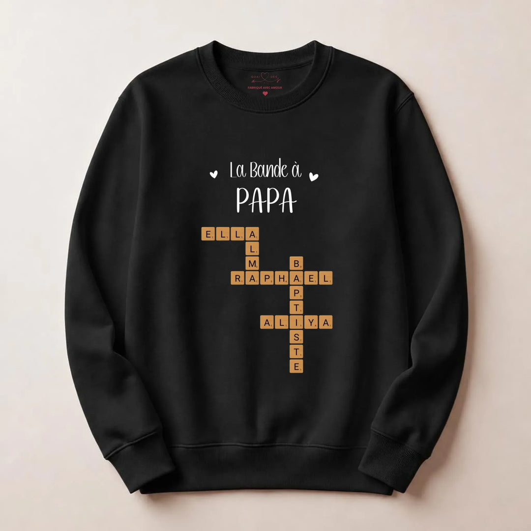 Pull personnalise papa - Scrabble Sweatshirt / Noir / S