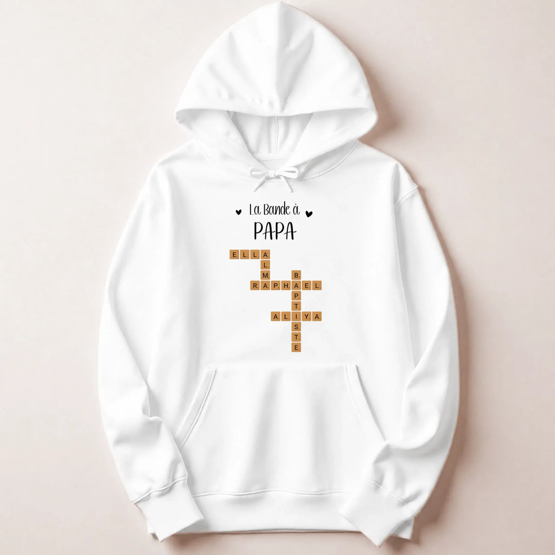 Sweat personnalise papa - Scrabble Sweat à capuche / Blanc / M