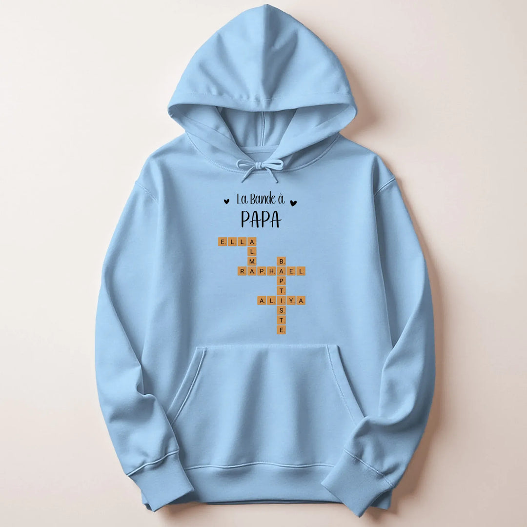 Sweat personnalise papa - Scrabble Sweat à capuche / Bleu Clair / M