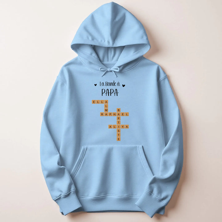 Pull personnalise papa - Scrabble Sweat à capuche / Bleu Clair / M