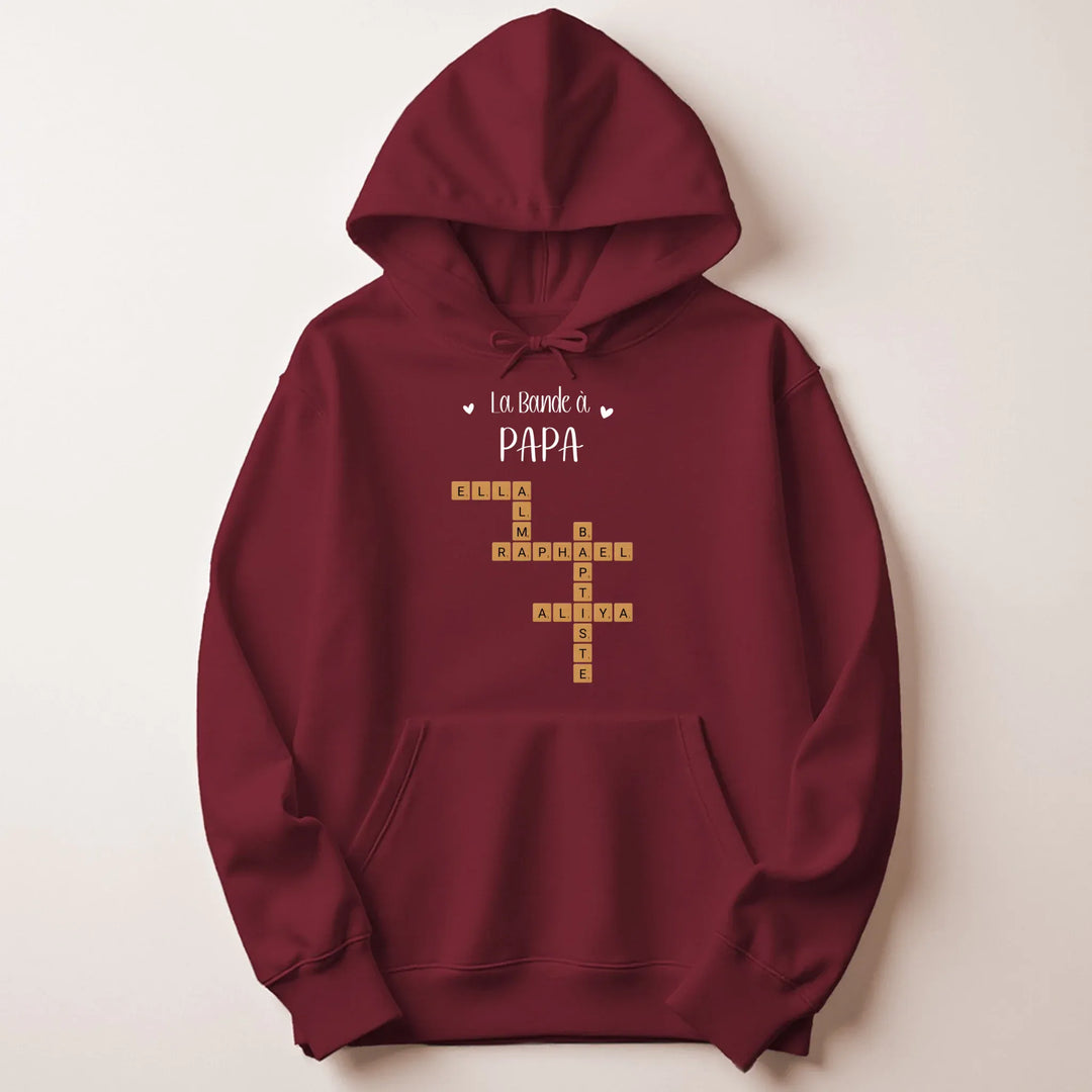 Sweat personnalise papa - Scrabble Sweat à capuche / Bordeaux / M