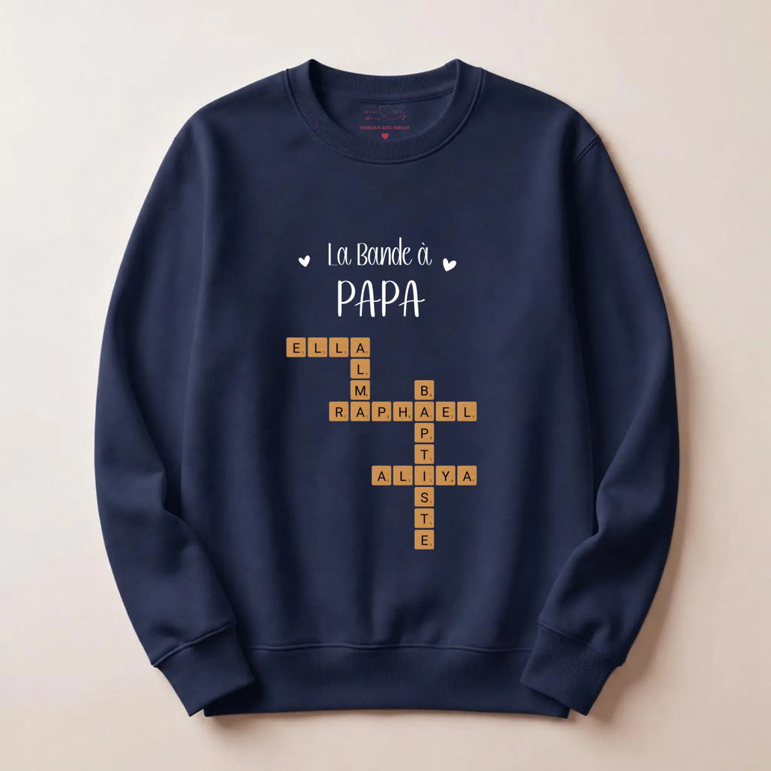 Sweat personnalise papa - Scrabble Sweatshirt / Marine / S