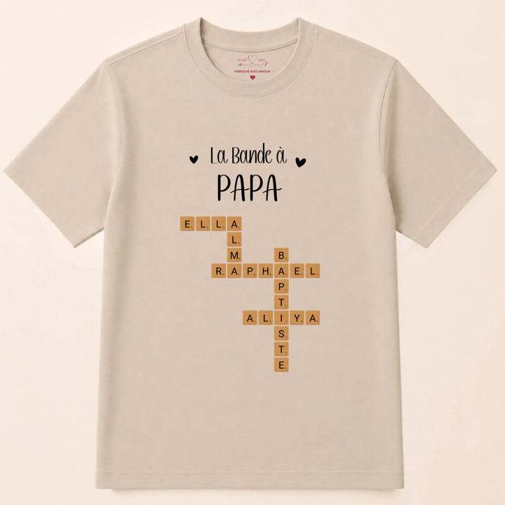 Pull personnalise papa - Scrabble T-shirt / Beige / S
