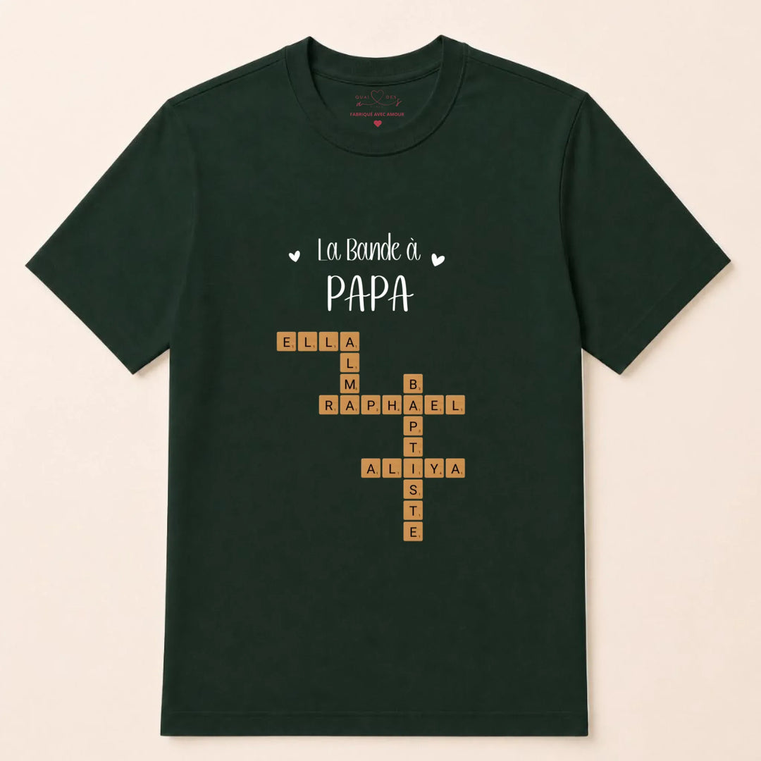 Pull personnalise papa - Scrabble T-shirt / Vert Forest / S