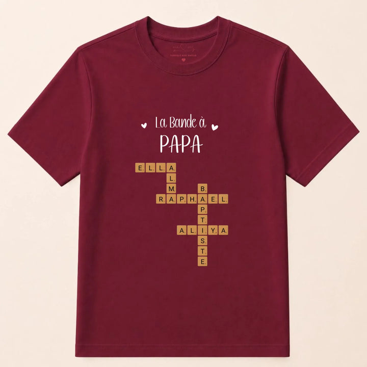 Pull personnalise papa - Scrabble T-shirt / Bordeaux / S