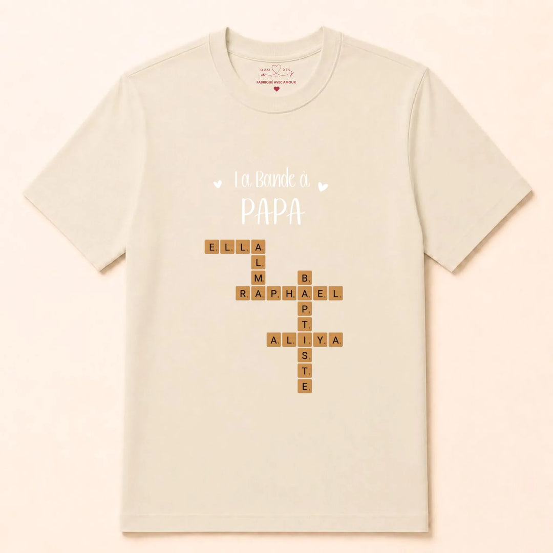 Pull personnalise papa - Scrabble T-shirt / Naturel / S