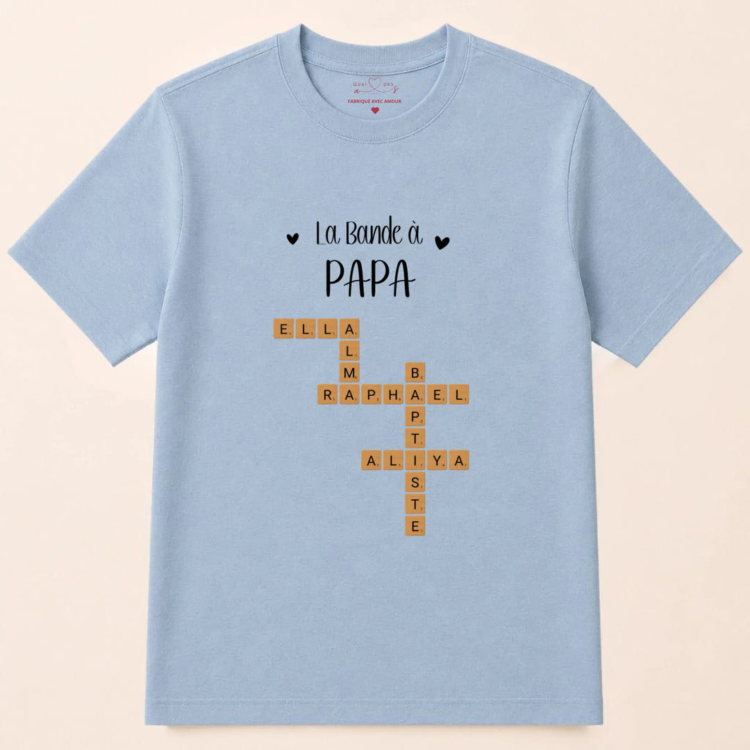 Pull personnalise papa - Scrabble T-shirt / Bleu Clair / S