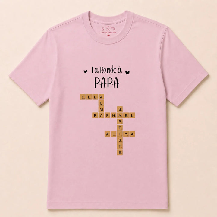Pull personnalise papa - Scrabble T-shirt / Rose Clair / S