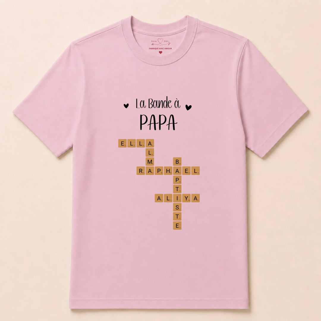 Sweat personnalise papa - Scrabble T-shirt / Rose Clair / S