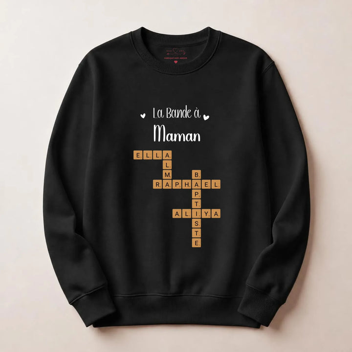 pull personnalisé Cadeau anniversaire maman Sweatshirt / Noir / S