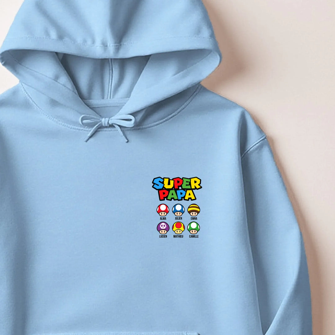 Sweat Super Papa Sweat à capuche / Bleu Clair / M