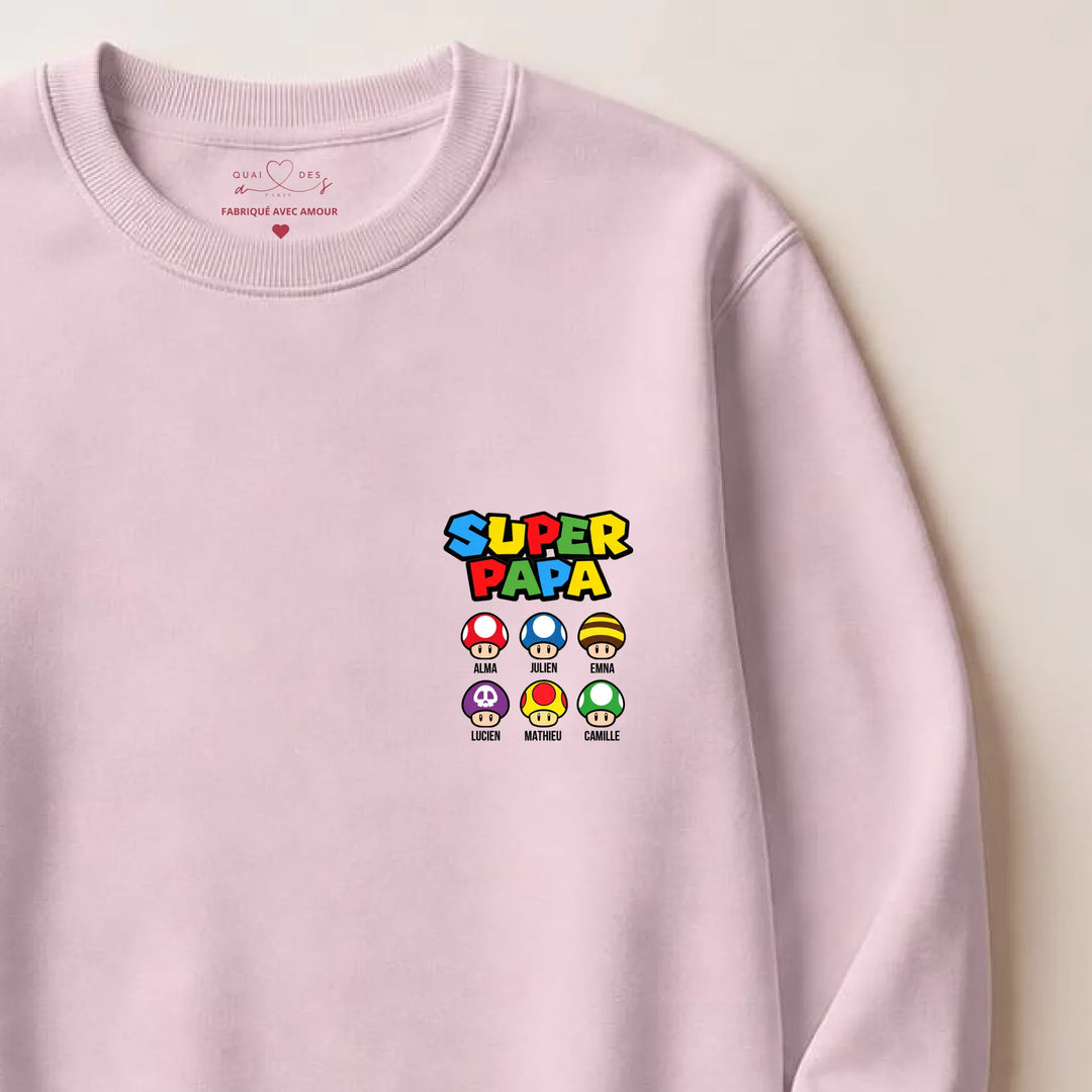 Sweat Super Papa Sweatshirt / Rose clair / S