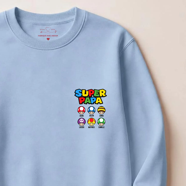 Sweat Super Papa Sweatshirt / Bleu Clair / S