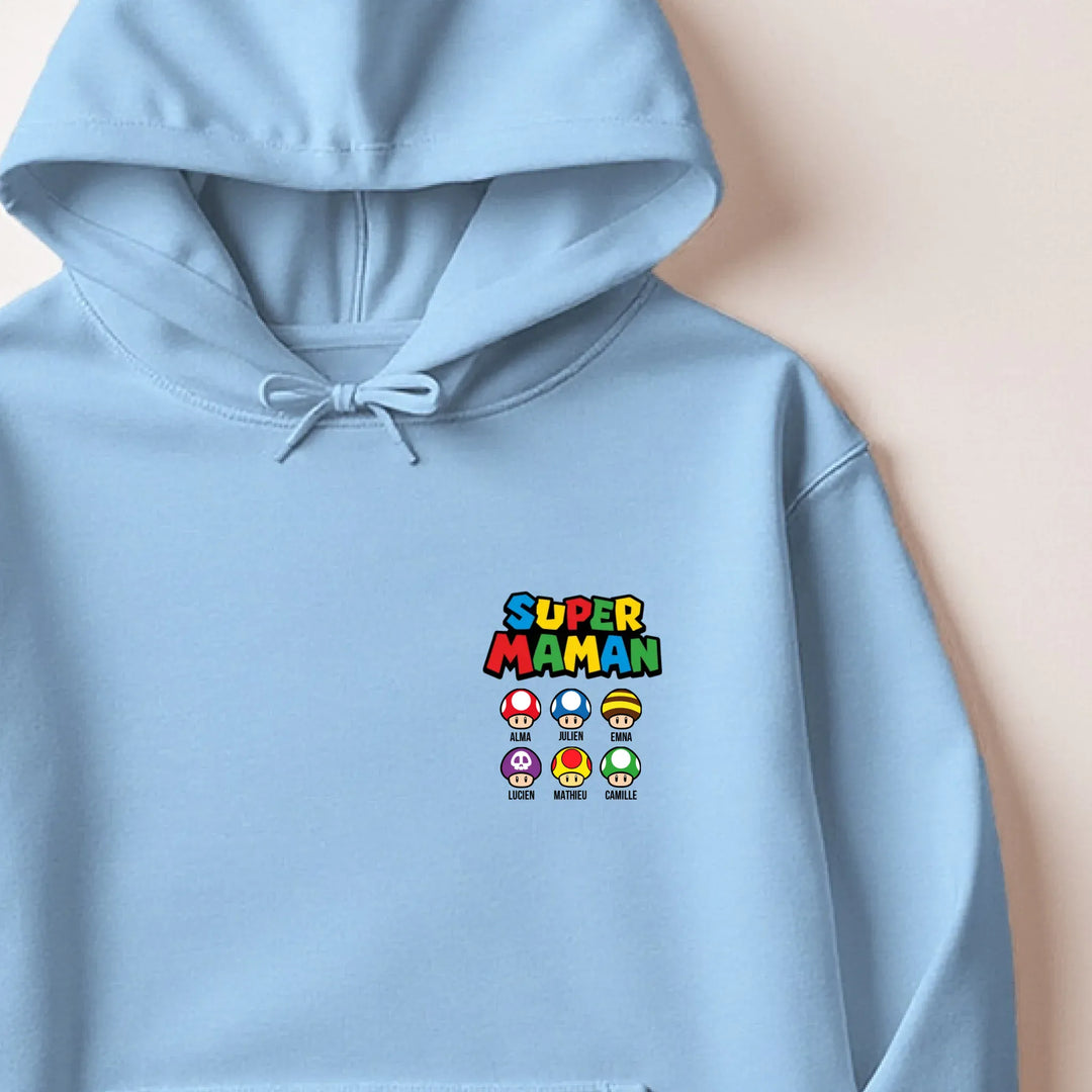 Sweat super maman Sweat à capuche / Bleu Clair / M
