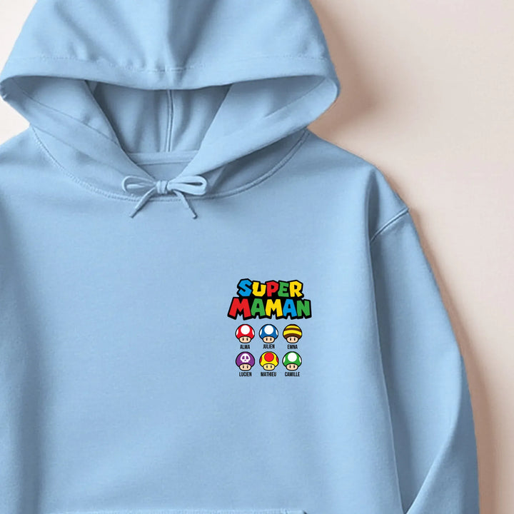 Sweat super maman Sweat à capuche / Bleu Clair / M