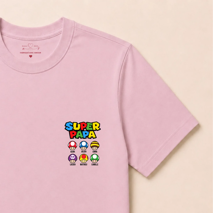 Sweat Super Papa T-shirt / Rose Clair / S