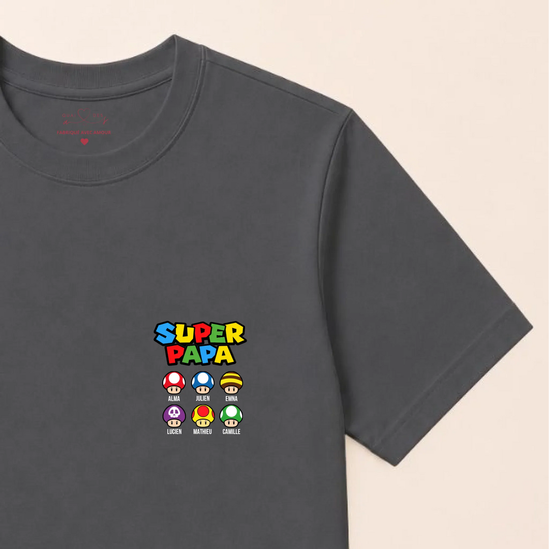 Sweat Super Papa T-shirt / Gris Foncé / S