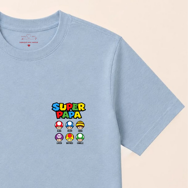 Sweat Super Papa T-shirt / Bleu Clair / S