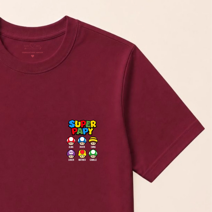 Pull super papy T-shirt / Bordeaux / S